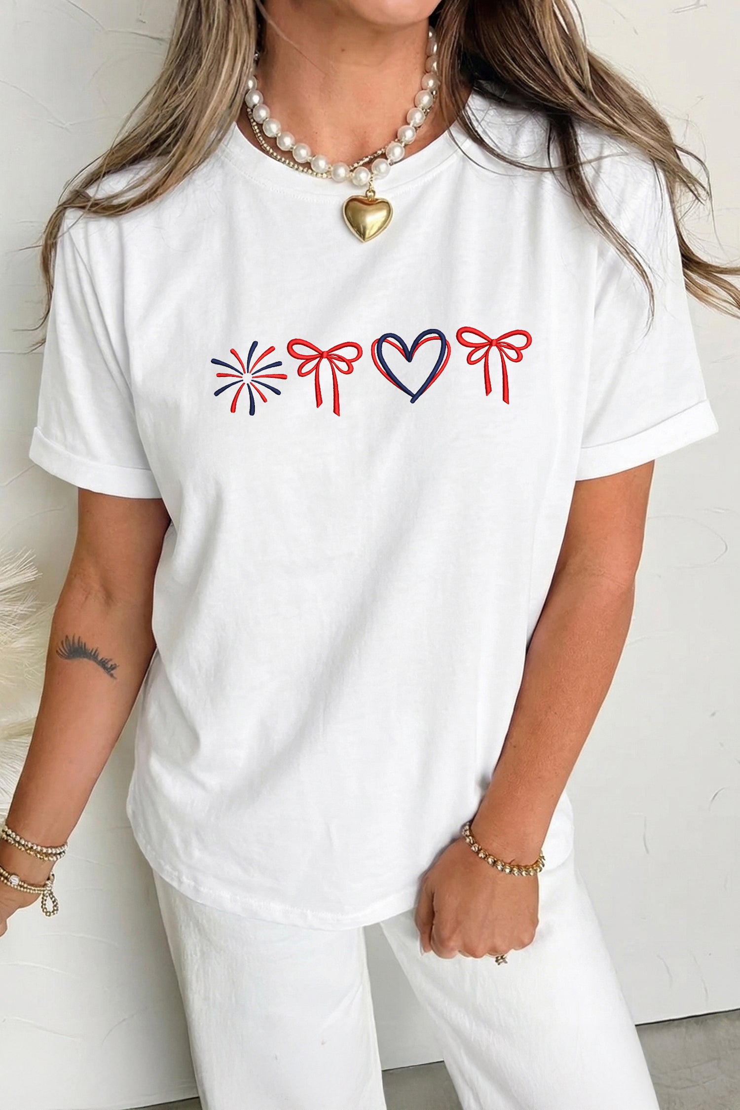 T-shirt femme brodé — blanc