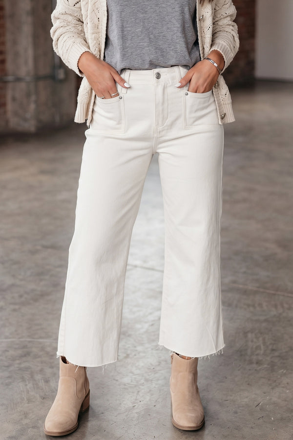 Jean femme ample — blanc