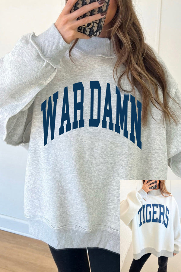 Sweat femme col montant — gris clair