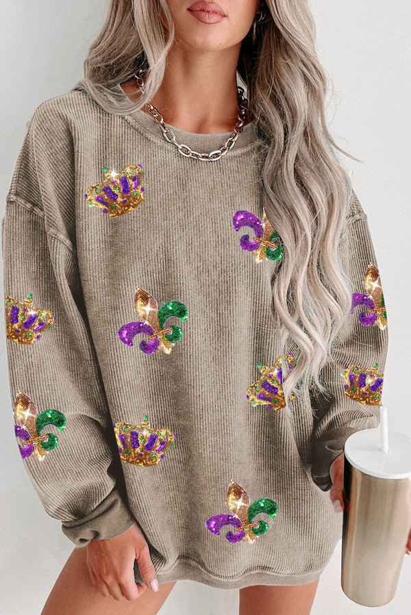 Sweat femme paillettes — kaki