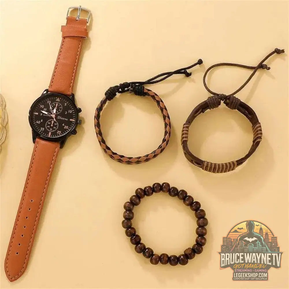 Montre de Luxe à Quartz pour Homme avec Bracelet en Cuir Brun, Mode Business, Cadeau pour Homme | Wayne Outfitters - Legeekshop