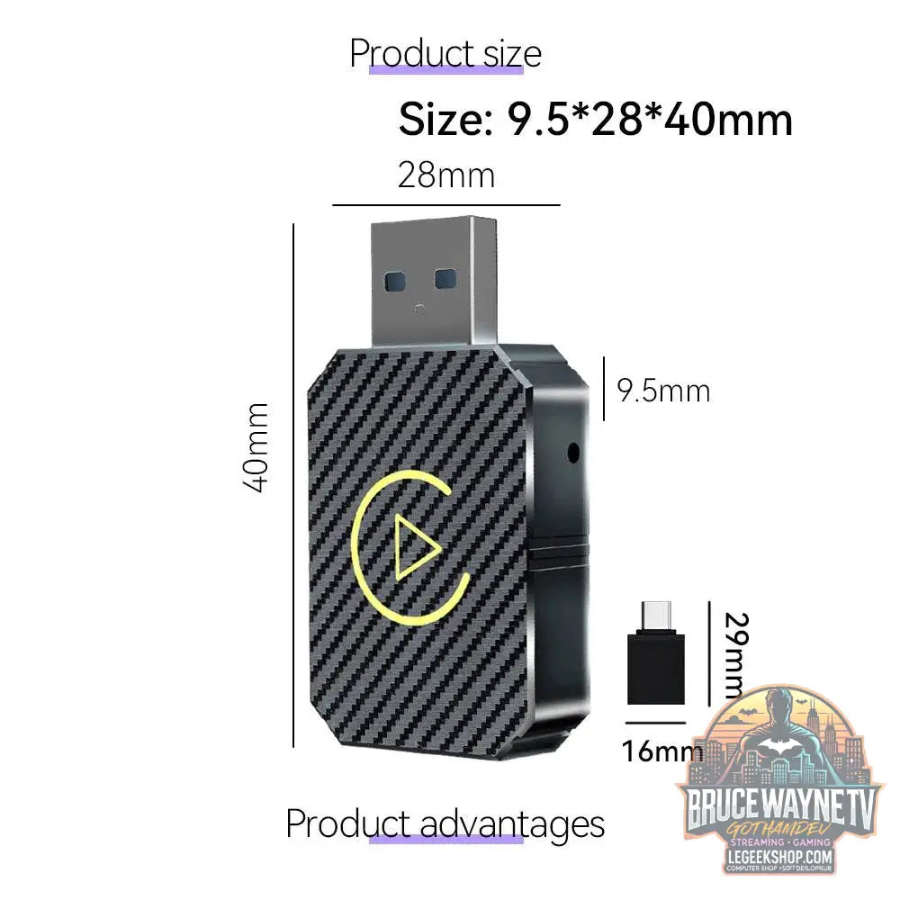 🚗 Adaptateur Auto CarPlay & Android Auto Sans Fil | Plug & Play 🔄 - Legeekshop