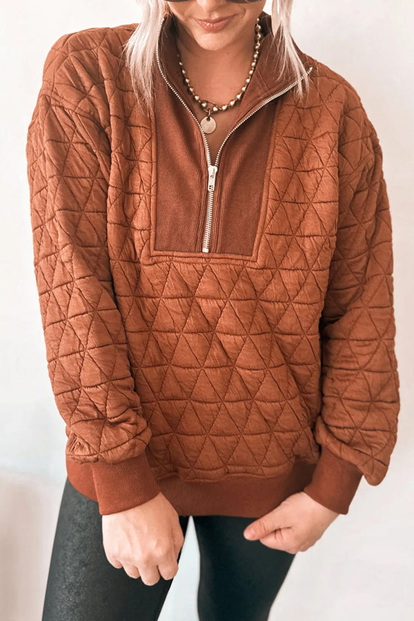Sweat femme zip, ample — jaune