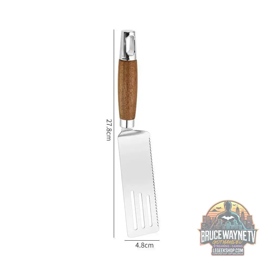 🍳 Spatule Professionnelle Inox & Bois – Pour Steak, Crêpes & Teppanyaki - Legeekshop