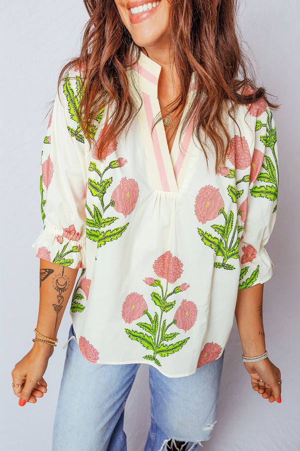 Blouse femme col V, casual