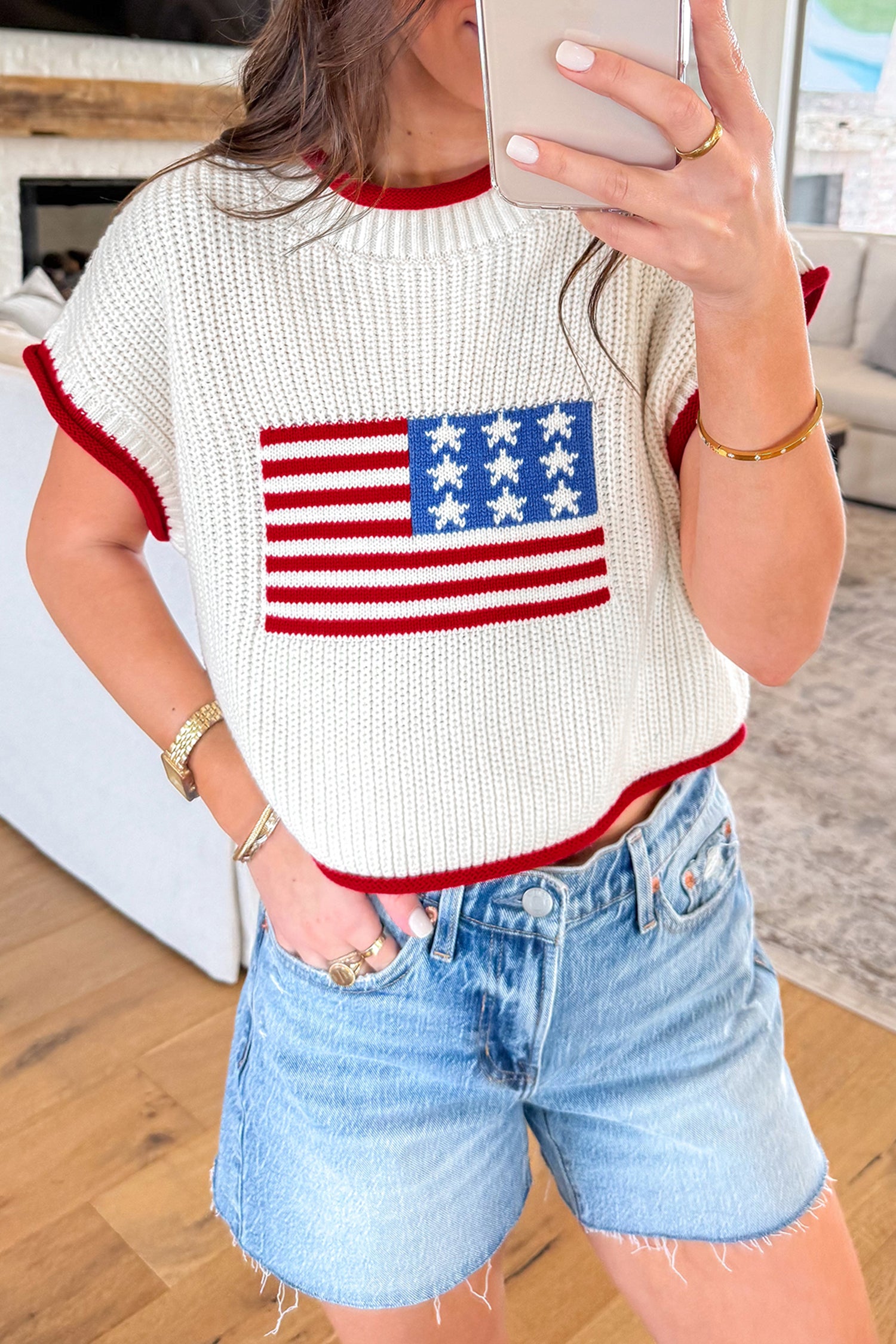 Pull femme manches courtes, cropped — blanc