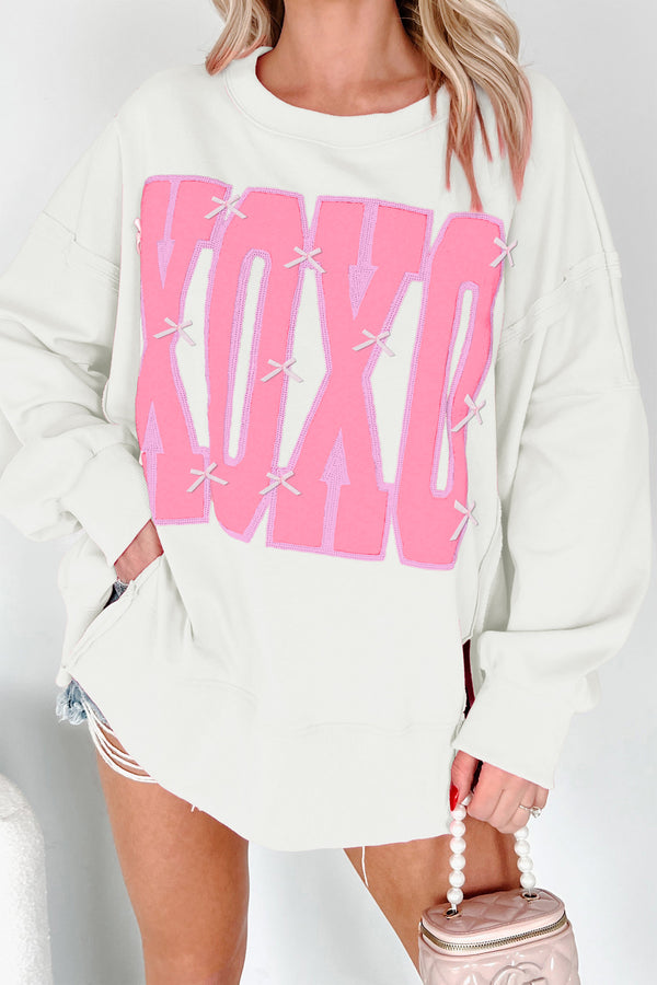 Sweat femme graphique, paillettes — blanc-P1