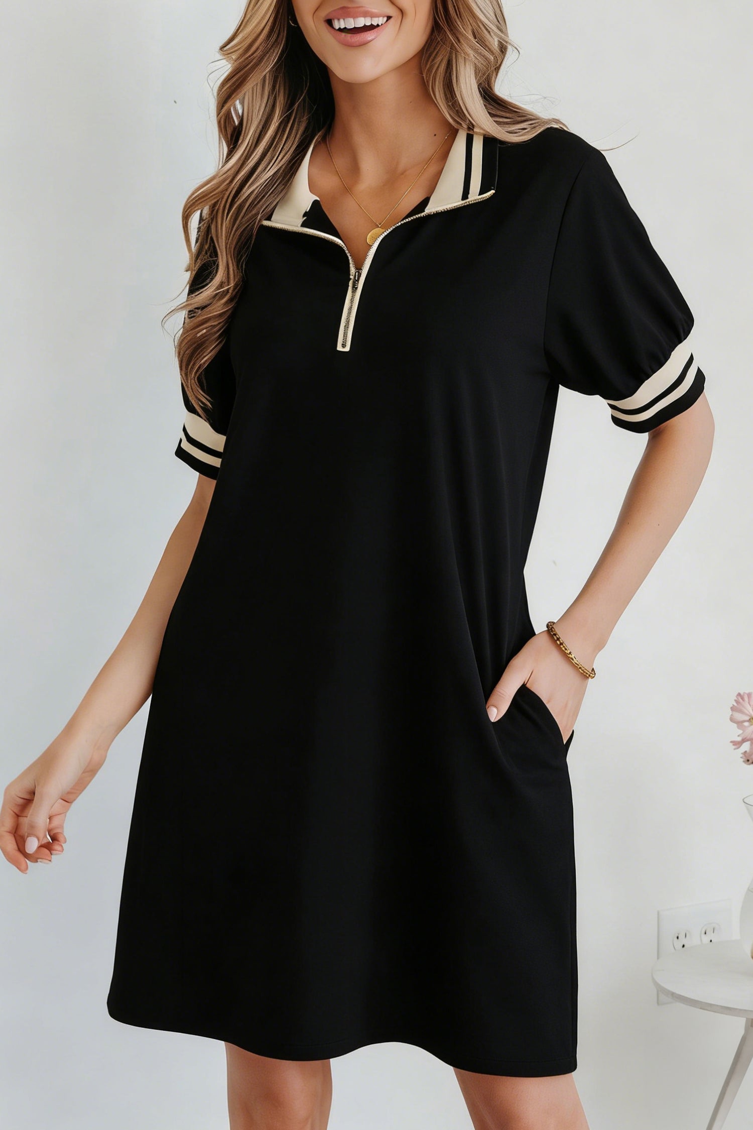Robe femme rayé — noir