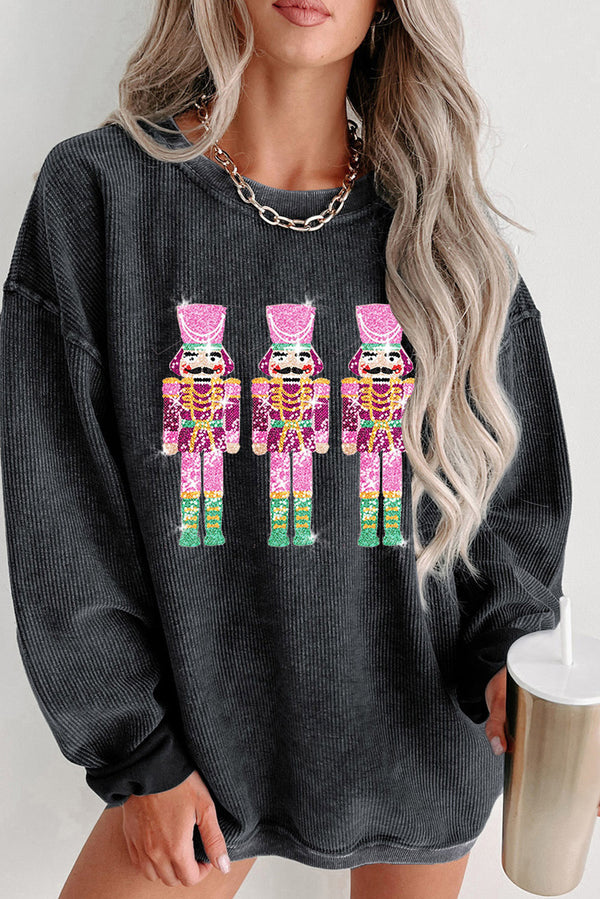 Sweat femme paillettes, Noël — noir