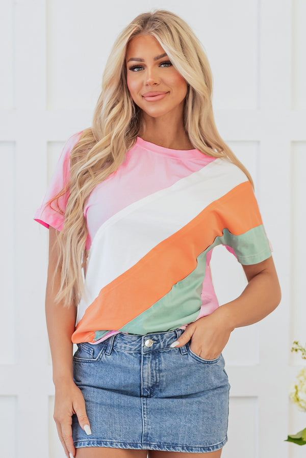 T-shirt femme patchwork, colorblock