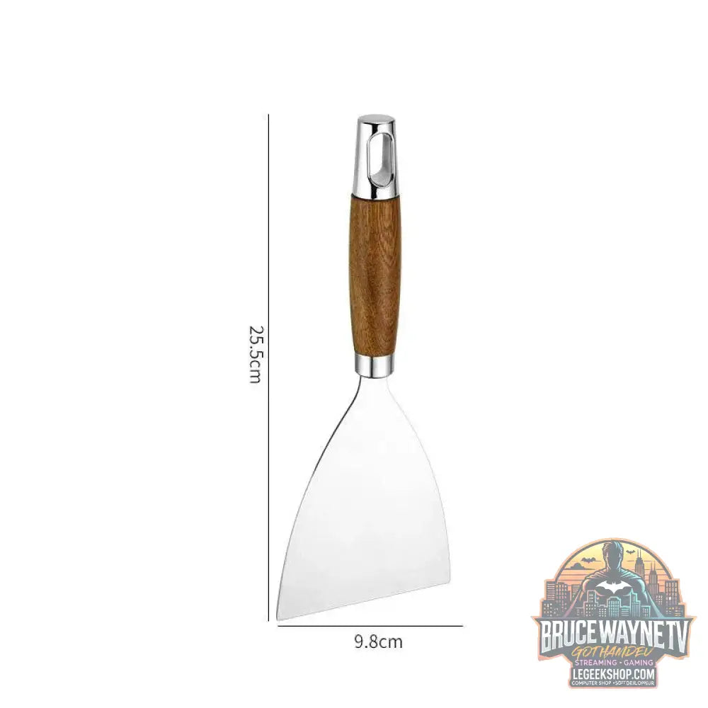 🍳 Spatule Professionnelle Inox & Bois – Pour Steak, Crêpes & Teppanyaki - Legeekshop