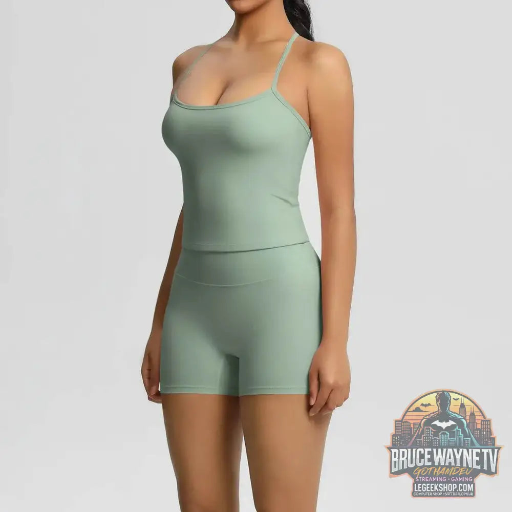 🧘‍♀️ Ensemble 2 pièces sport femme – brassière push-up & short taille haute - Legeekshop