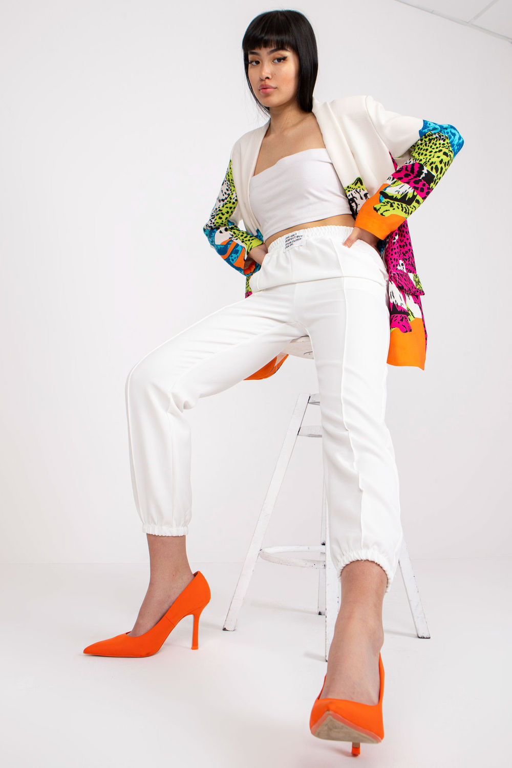 Chaussures à talons femme Italy Moda Pantalon Pantalon — blanc