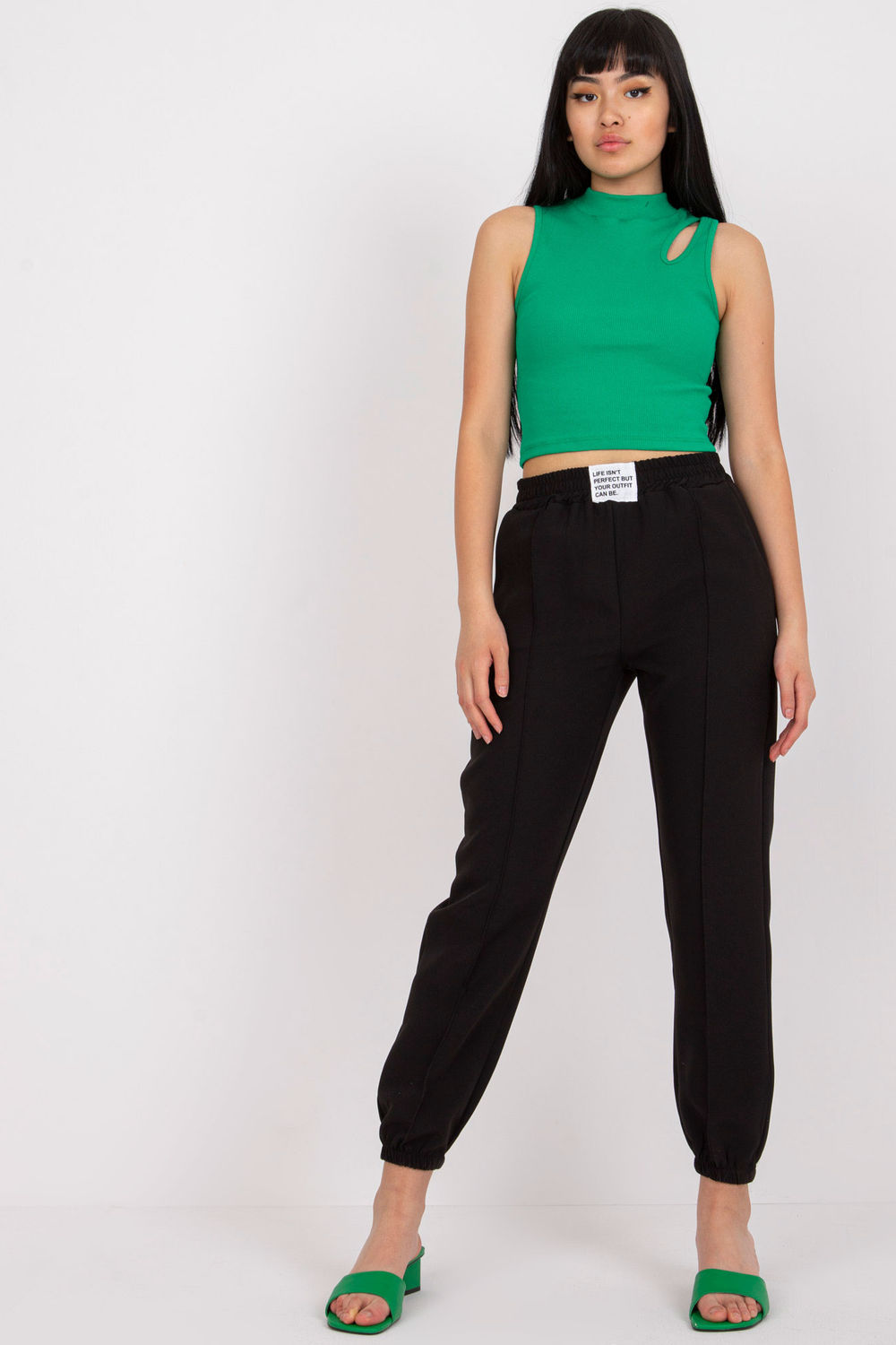 Chaussures à talons femme Italy Moda Pantalon Pantalon — noir