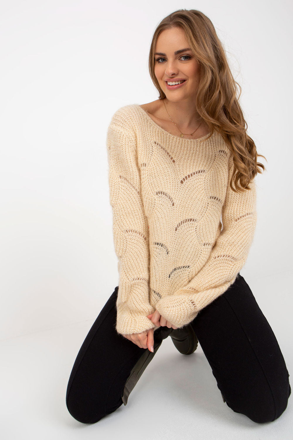 Pull femme Och Bella Chandail Chandail — beige