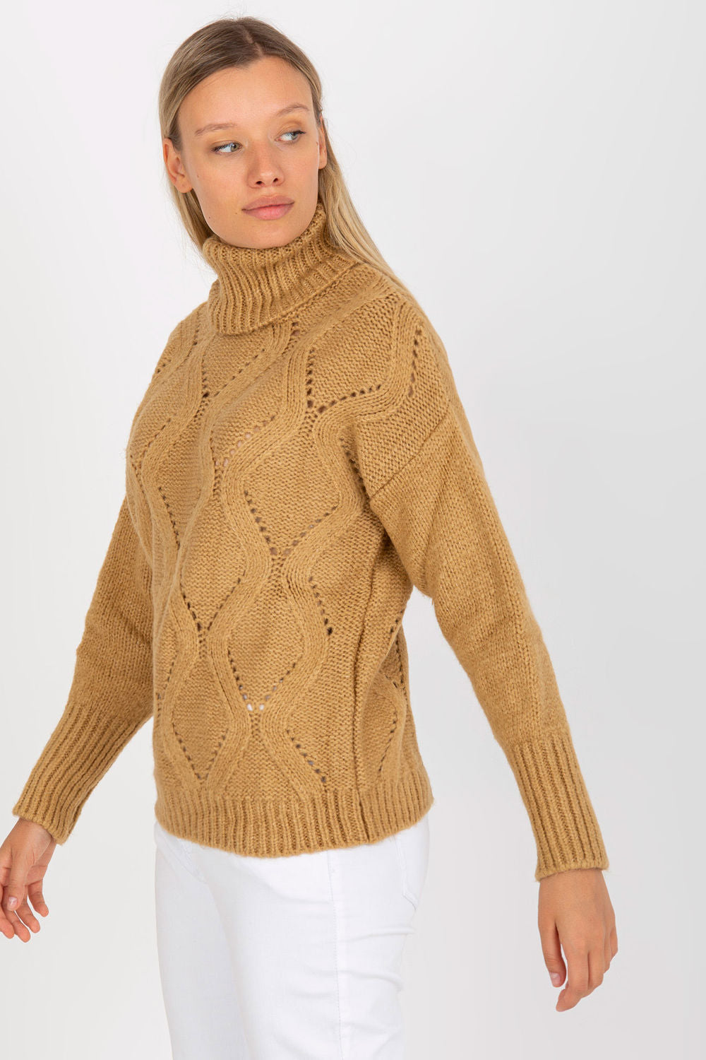 Pull femme Rue Paris Col Roulé Col — brun