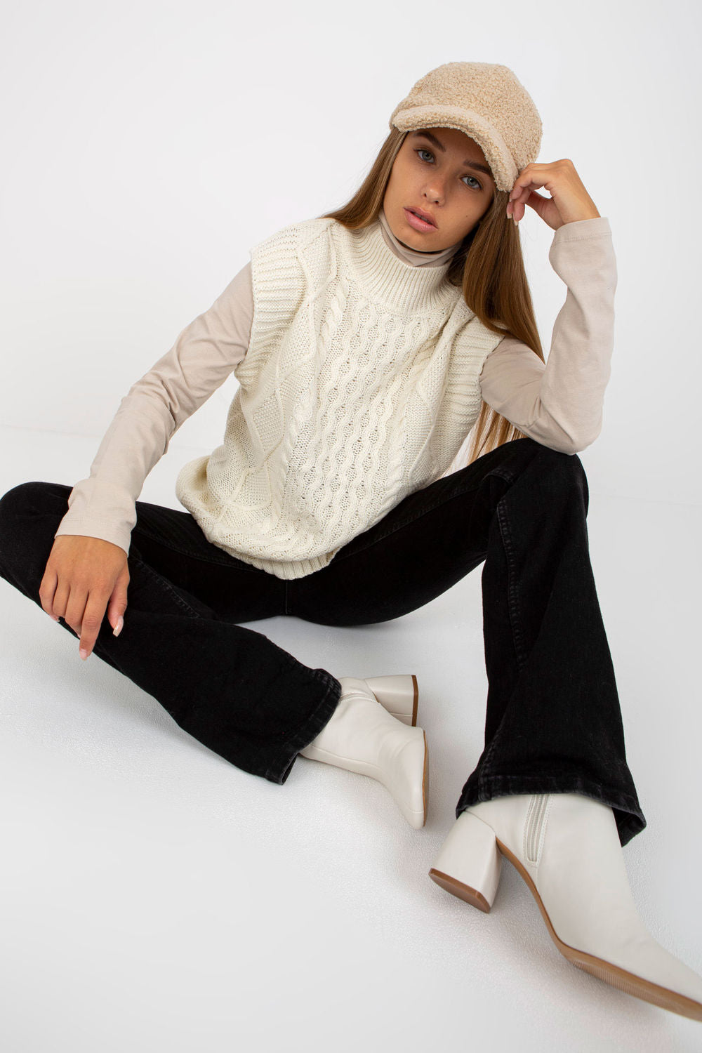 Pull femme Sublevel Gilet Gilet — blanc