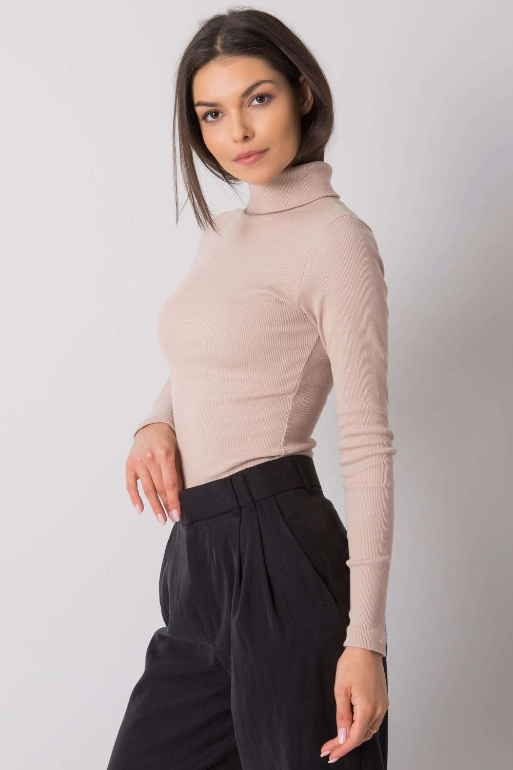 Pull femme Rue Paris Col Roulé Col — beige