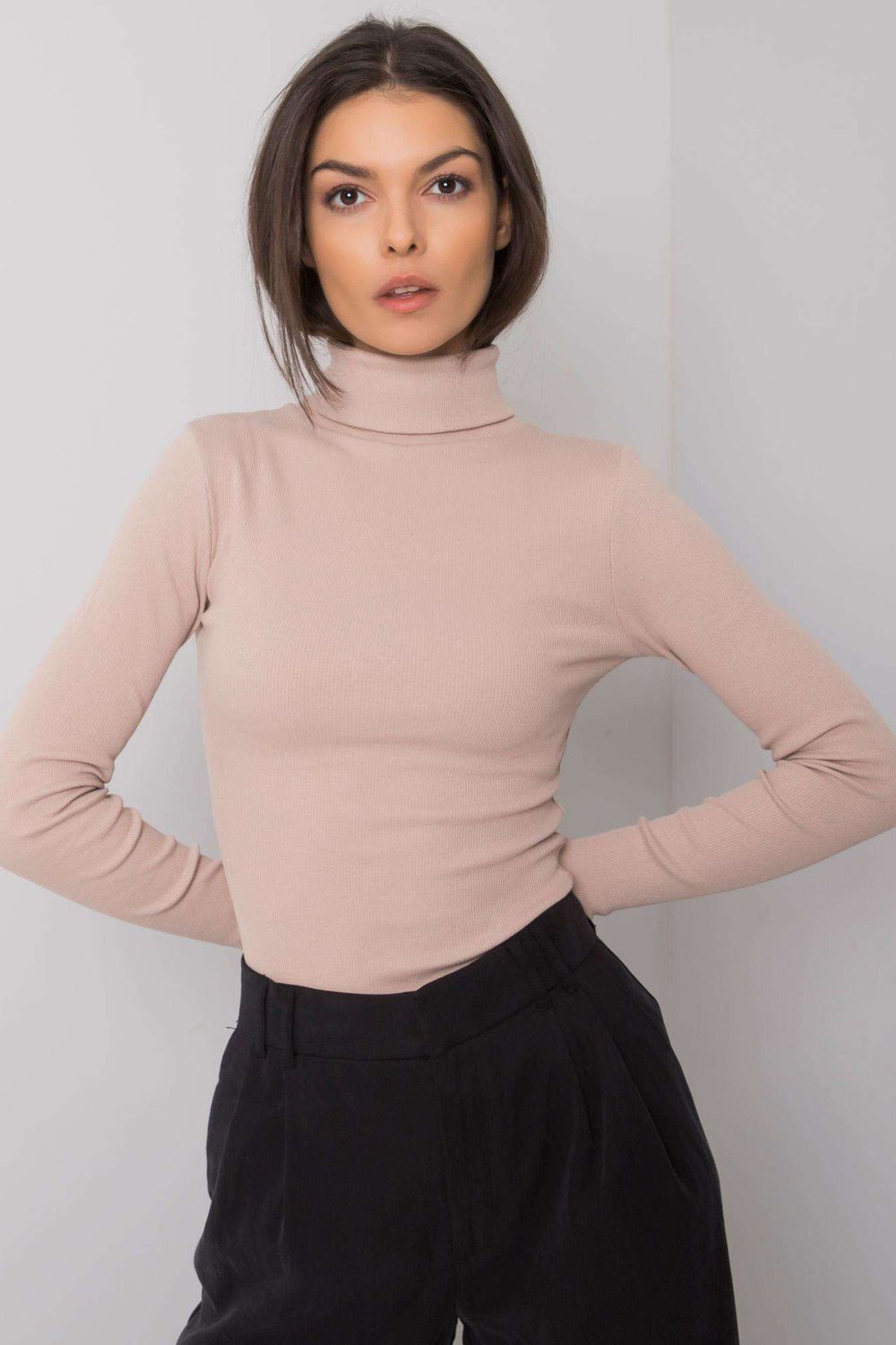 Pull femme Rue Paris Col Roulé Col — beige
