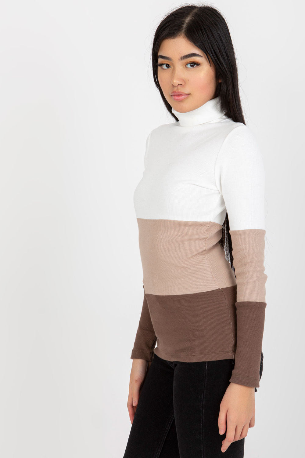 Pull femme Rue Paris Col Roulé Col — brun