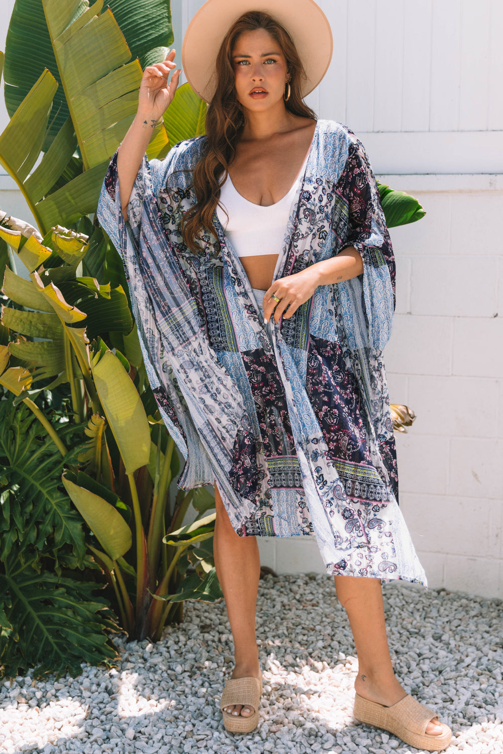 Pièce mode femme floral, ample — bleu