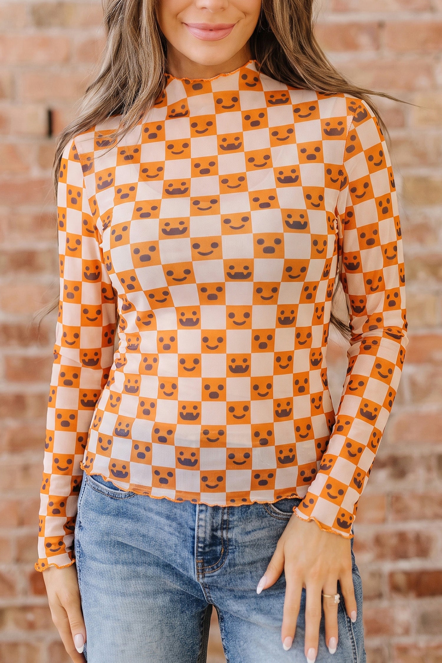 Blouse femme manches longues — orange
