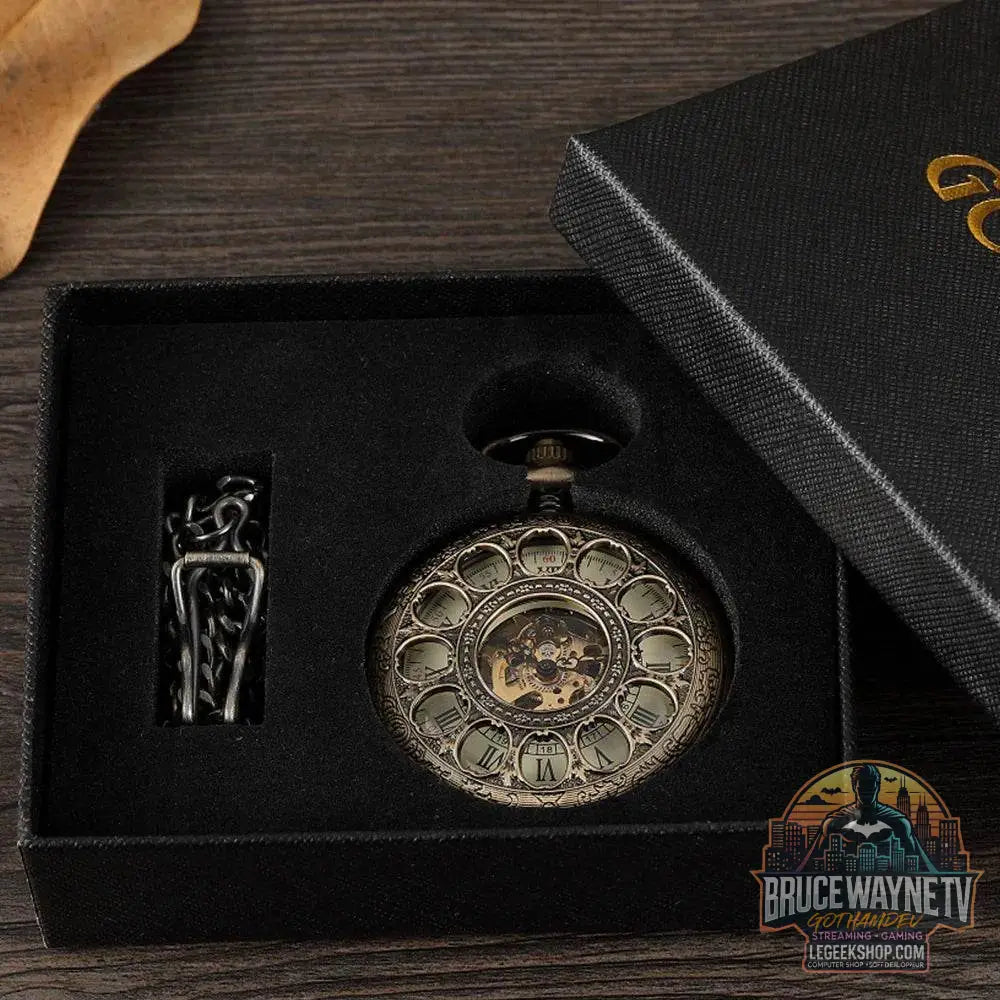 Montre de Poche Mécanique de Luxe à Chiffres Romains pour Homme, Gravé, Boîtier en Argent, Steampunk | Wayne Outfitters - Legeekshop