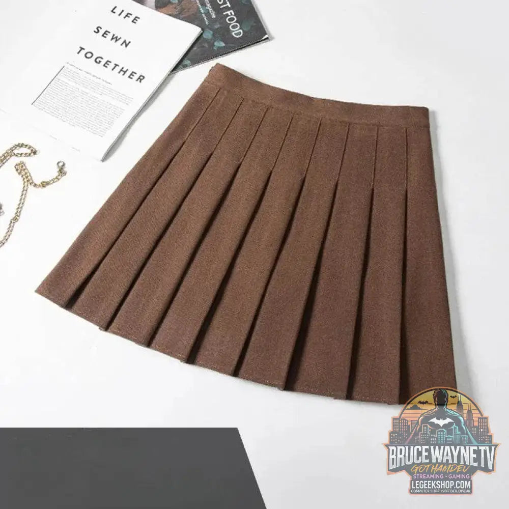 Mini Jupe Plissée de Style Coréen pour Femme, Uniforme Scolaire Marron/Noir, Mode Féminine Hiver 2024 | JORMIDEAR | Wayne Outfitters - Legeekshop