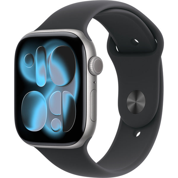 Apple Watch gris, Aluminium, 46 mm, bracelet sport noir M/L - Apple - vue 2