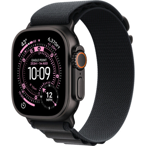 Apple Watch noir, 49 mm, Alpine Loop noir M, bracelet / boîtier titane, Cellular - Apple - vue 2