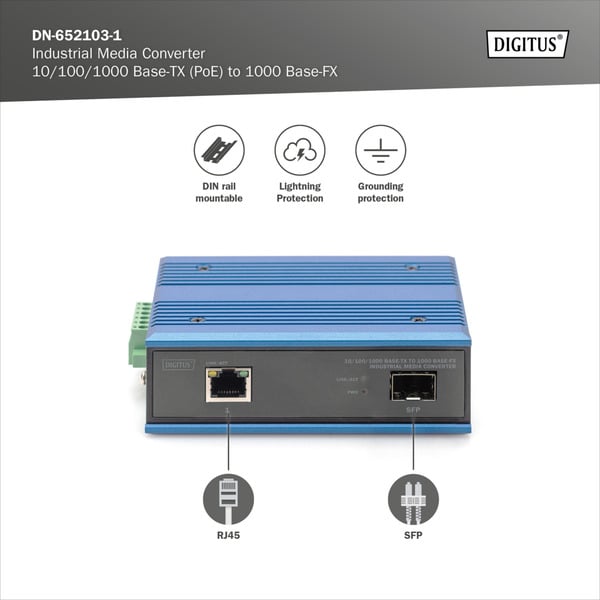 € 57,90 Digitus 10/100/1000 Base-TX auf 1000 Base-FX Industrie-Medienkonverter - Digitus - vue 5