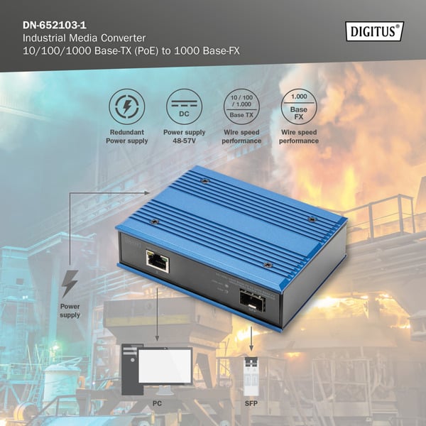 € 57,90 Digitus 10/100/1000 Base-TX auf 1000 Base-FX Industrie-Medienkonverter - Digitus - vue 7