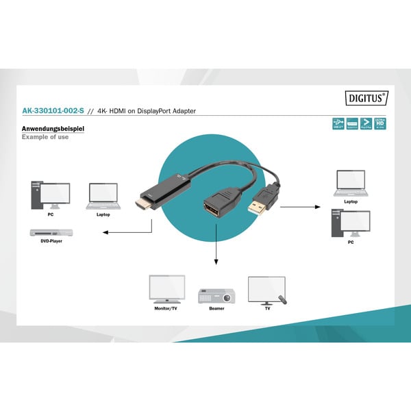 € 18,73 Digitus 4K HDMI auf DisplayPort Adapter - Digitus - vue 5