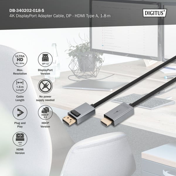 Digitus Adapterkabel DisplayPort > HDMI, UHD 4K - Digitus - vue 5