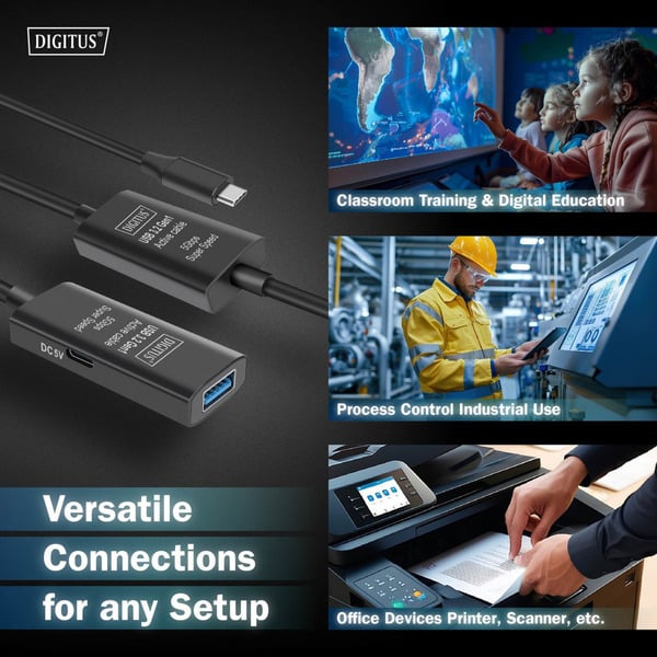 Digitus Aktives USB 3.2 Gen 1 Verlängerungskabel, USB-C Stecker > USB-A Buchse - Digitus - vue 7