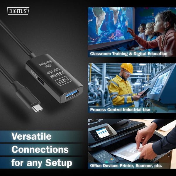 Digitus Aktives USB 3.2 Gen 1 Verlängerungskabel, USB-C Stecker > USB-A Buchse - Digitus - vue 6