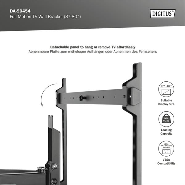 Digitus Full Motion TV-Wandsupport 37" - 80" - Digitus - vue 6