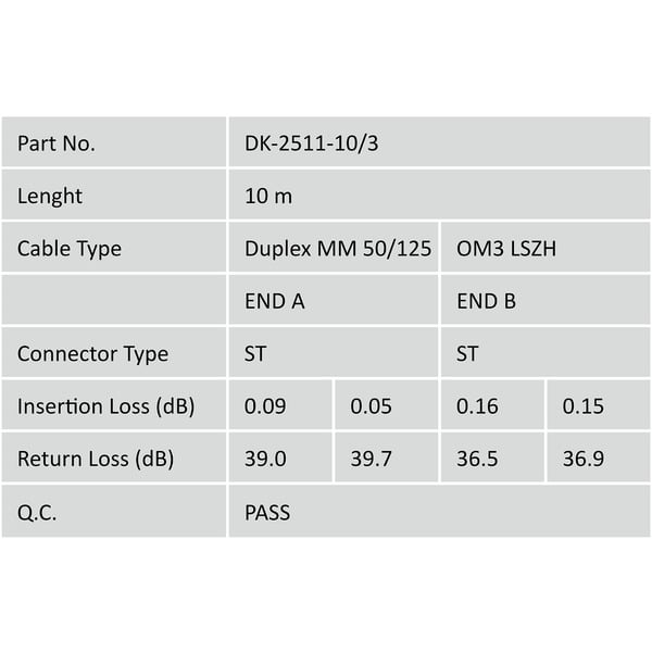 Digitus LWL Patchkabel, Duplex, ST > ST Stecker, Multimode OM3 - Digitus - vue 5