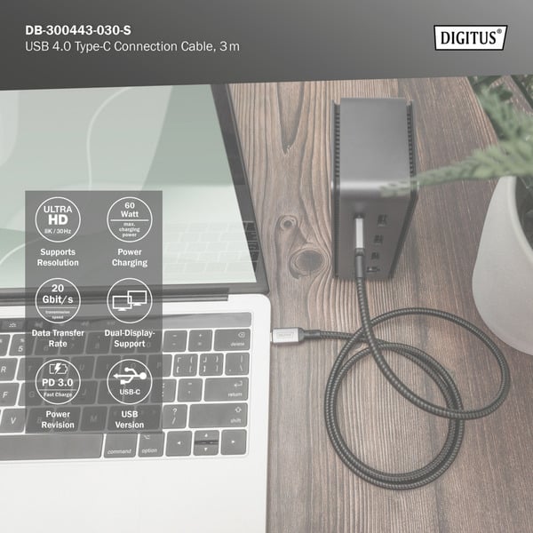 Digitus USB4 Gen 2x2 câble, USB-C Stecker > USB-C Stecker, 20Gbit/s - Digitus - vue 4