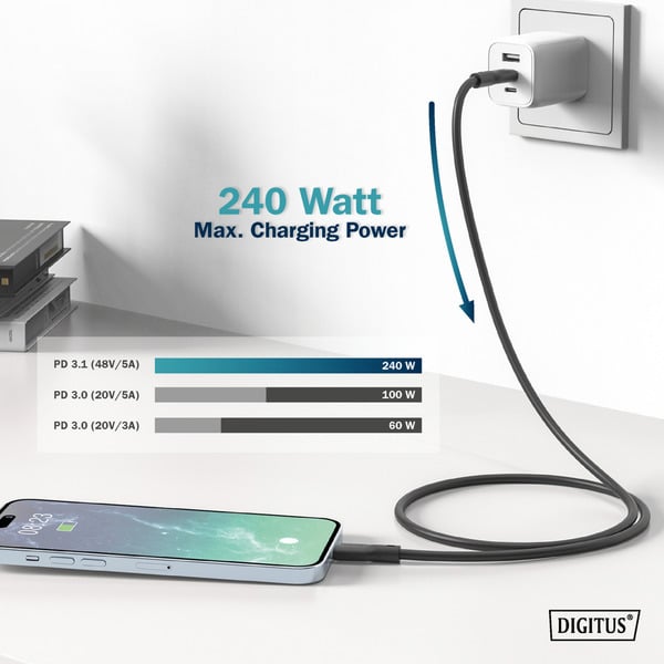 Digitus USB4 Gen 3x2 Silikon-Anschlusskabel USB-C > USB-C - Digitus - vue 6