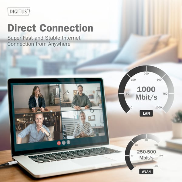Digitus USB-C 3.2 Gen1 > RJ-45 Ethernet câble, 1Gbit/s, Adapter - Digitus - vue 6