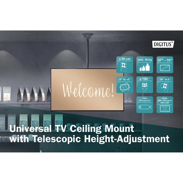 Digitus Universelle TV-Deckensupport avec Teleskop-Höhenverstellung - Digitus - vue 6