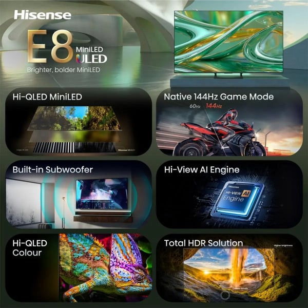 Hisense ULED 65E8S MiniLED, QLED-Fernseher - Hisense - vue 9