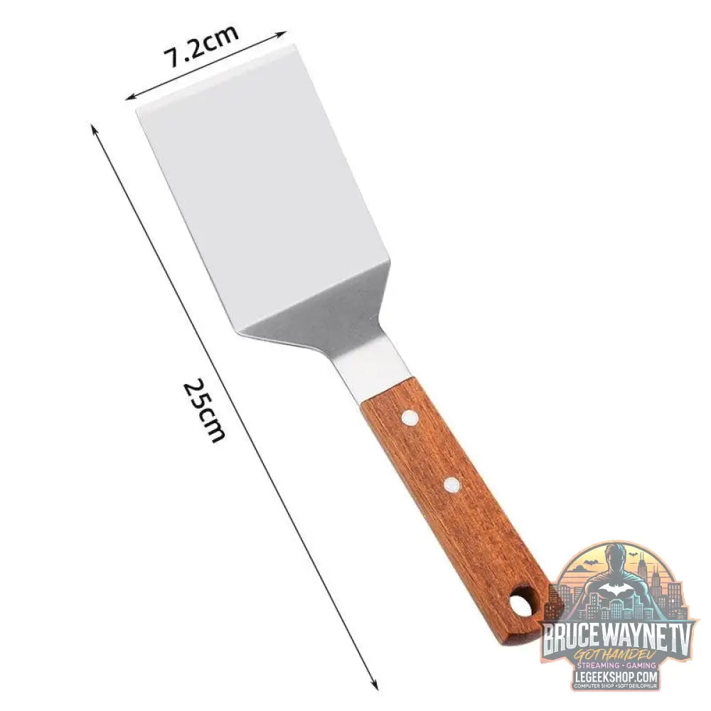 🍳 Spatule Professionnelle Inox & Bois – Pour Steak, Crêpes & Teppanyaki - Legeekshop