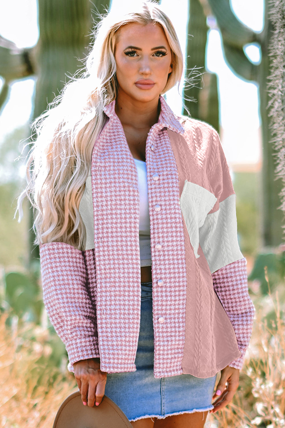 Pièce mode femme patchwork, ample — rose