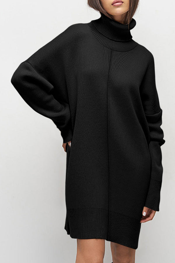 Robe femme épaules tombantes, ample, uni — noir