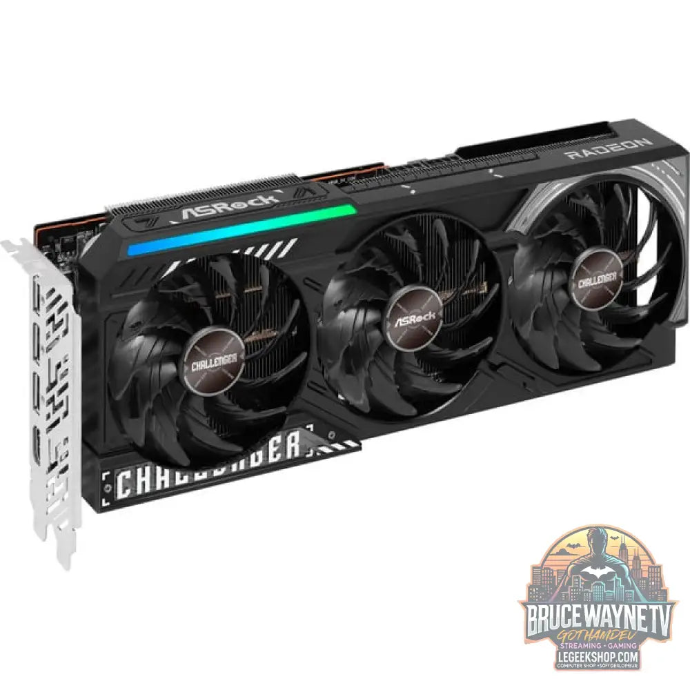 ASRock Radeon RX 9070 CHALLANGER, carte graphique noir, RDNA4, GDDR6, 3x DisplayPort, 1x HDMI - ASRock - vue 4