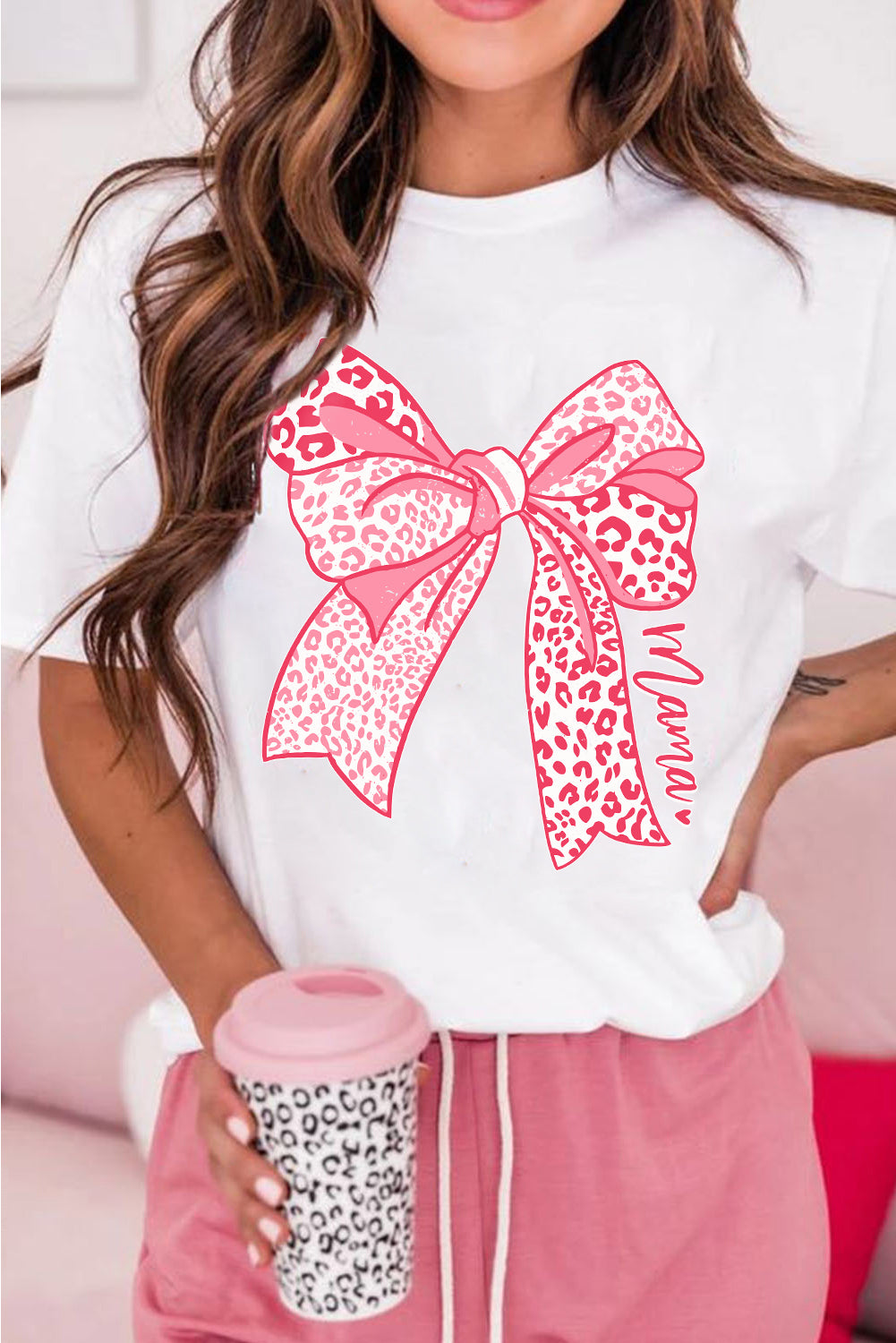 T-shirt femme léopard, graphique — blanc