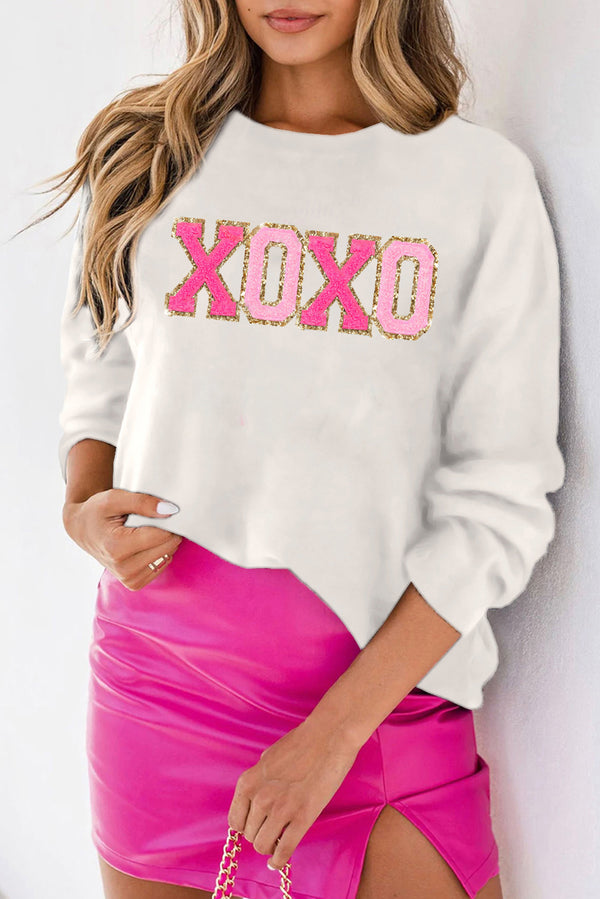 Pull femme col rond, casual — blanc