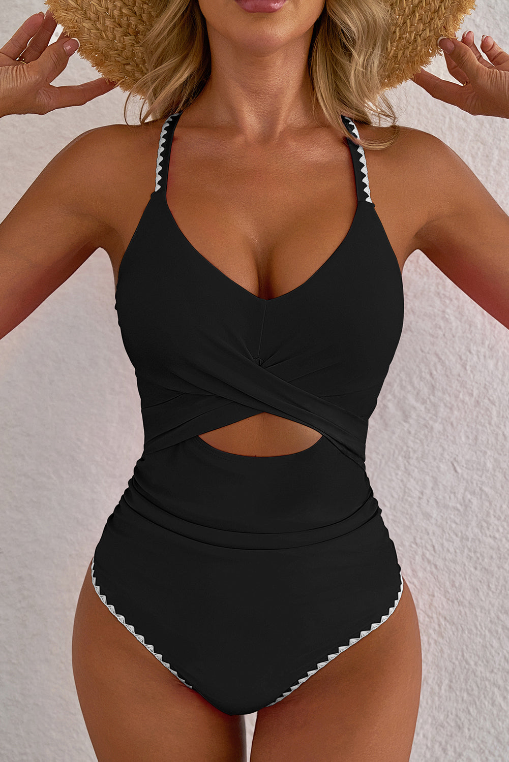 Maillot femme patchwork — noir